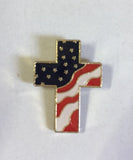 USA Cross Wavy -  Cloisonne Hat & Lapel Pin