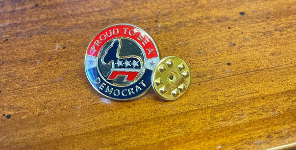 proud to be a Democrat lapel pin hand