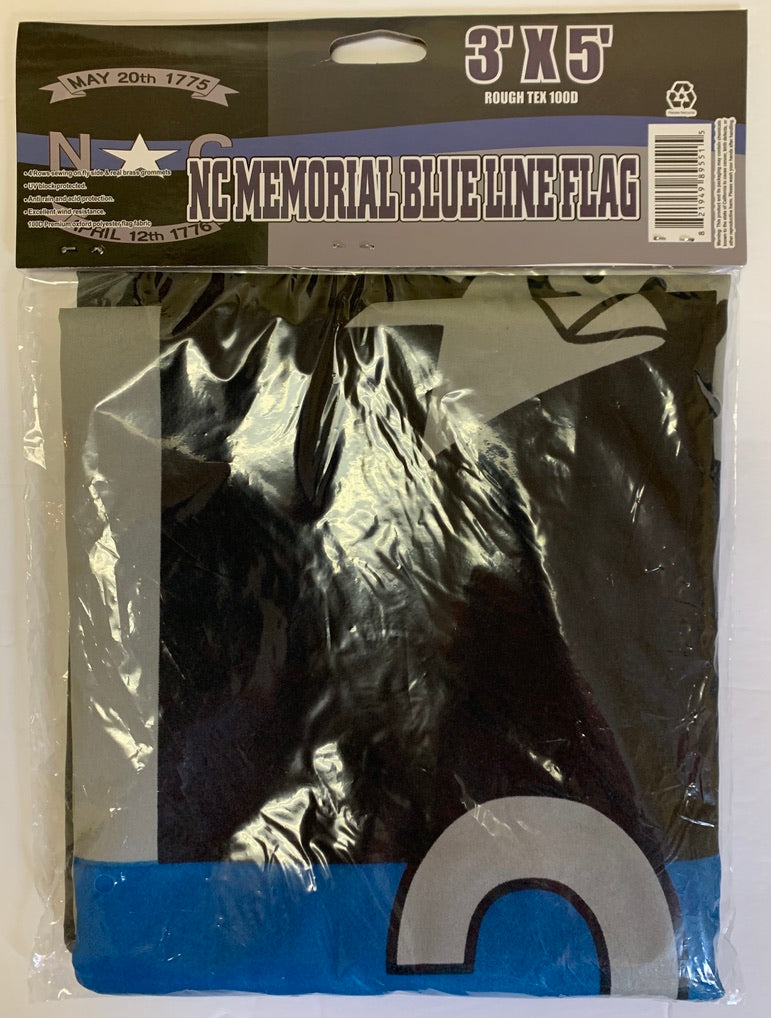 NC Memorial Blue Line 3'X5' Flag Rough Tex® 100D