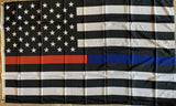 USA Fire Police Memorial American Flag Rough Tex ® 3'x5' 100D Flags