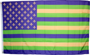American Mardi Gras Fleur De Lis Flag Rough Tex ® 100D 3'x5' Flag
