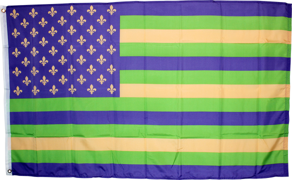 American Mardi Gras Fleur De Lis Flag Rough Tex ® 100D 3'x5' Flag