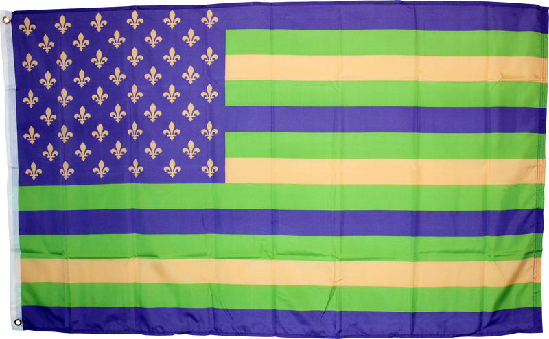American Mardigras Fleur-De-Lis Flag 3'X5' Rough Tex® 100D