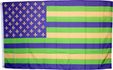 American Mardigras Fleur-De-Lis Flag 3'X5' Rough Tex® 100D