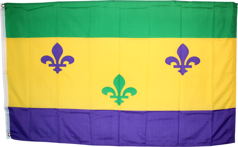 FRENCH QUARTER FLEUR DE LI MARDIS GRAS NEW ORLEANS FLAG 3'X5' 100D ROUGH TEX®