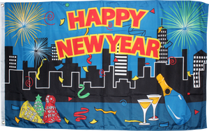 Happy New Year City Flag - 3'x5' Rough Tex® 100D