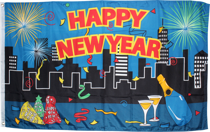 Happy New Year City Flag - 3'x5' Rough Tex® 100D