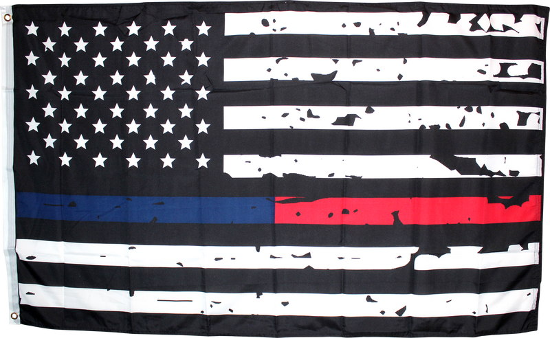 USA Memorial Police Fire Department Distressed Flag 3'x5' 100D Flag Rough Tex ®