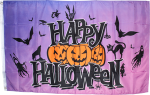 3'x5' Happy Halloween Purple Flag 100D ROUGH TEX ®