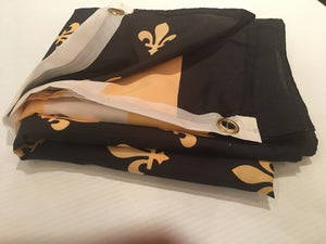 BLACK & GOLD FLEUR DE LIS AMERICAN FLAGS  3X5 ROUGH TEX 100D