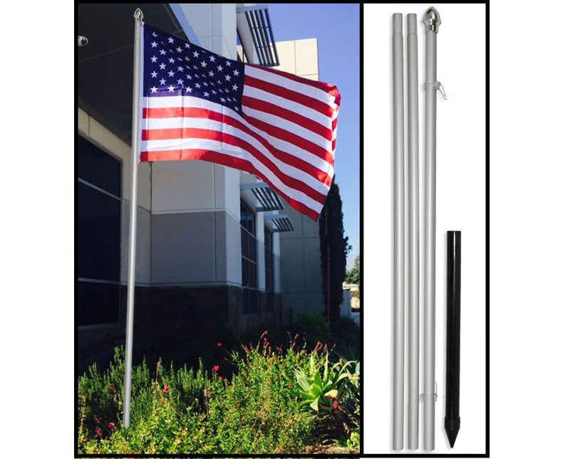 10' Ten Foot Silver Aluminum Flag Pole Kit