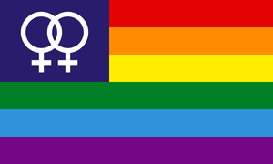 Lesbian Rainbow With Symbols 3'x5' 100D Polyester Flag Rough Tex ®