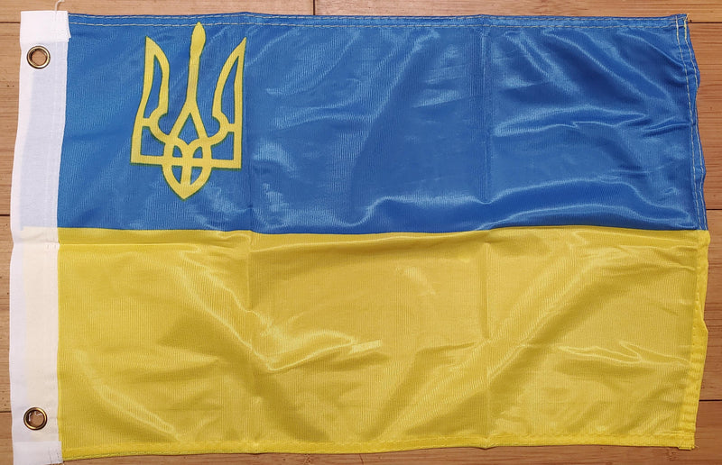 Ukraine Trident 12"x18" Flag With Grommets ROUGH TEX® 100D