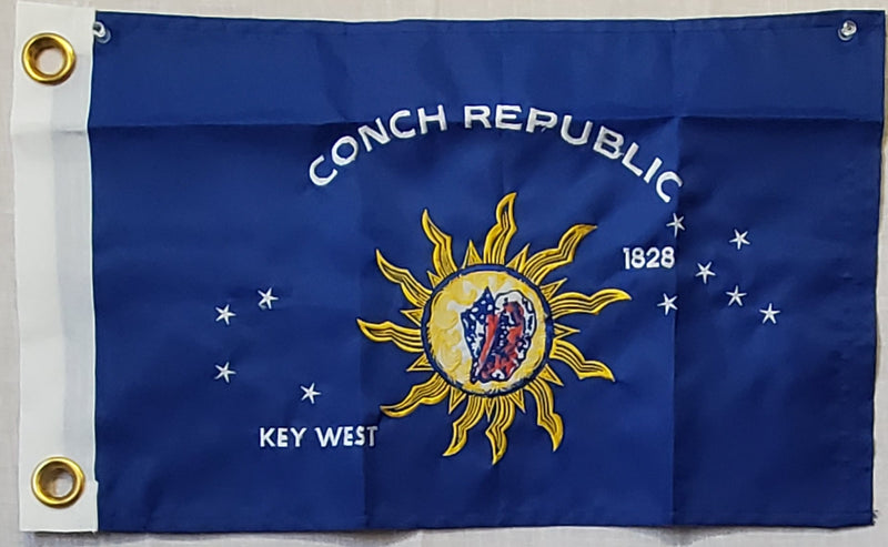 Key West Conch Republic 12"X18" Embroidered Double Sided Flag Rough Tex® 300D Nylon