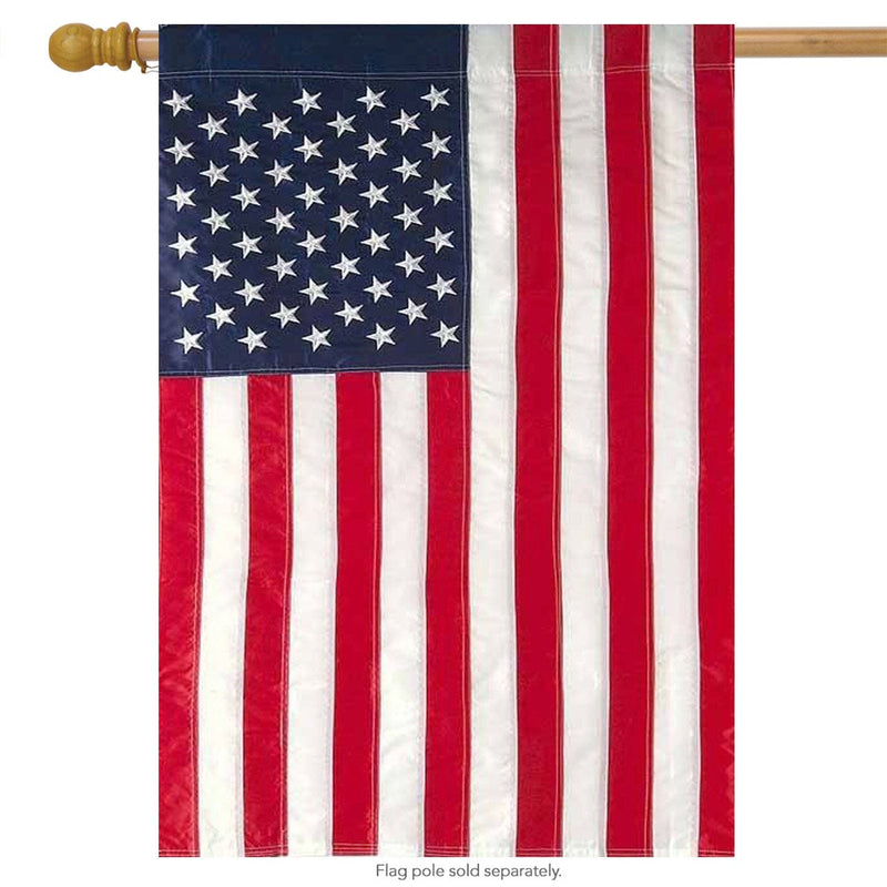 All American U.S.A Banner 5' Foot 1" Diameter Hard Wood Flag Pole Set With Wood Ball Top