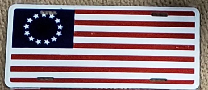 BETSY ROSS AMERICAN FLAG ALUMINUM EMBOSSED LICENSE PLATE