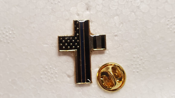 USA Police Memorial Cross Cloisonné Hat Lapel Pin