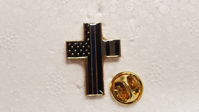 USA Police Memorial Cross -  Cloisonne Hat & Lapel Pin