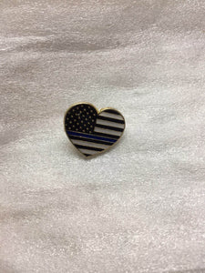 Police Memorial Heart Cloisonne Hat & Lapel Pin