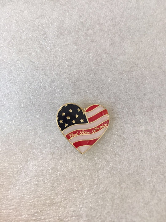 USA Heart Cloisonne Hat & Lapel Pin