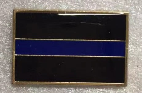 Police Memorial Solid Blue Line - Cloisonne Hat & Lapel Pin