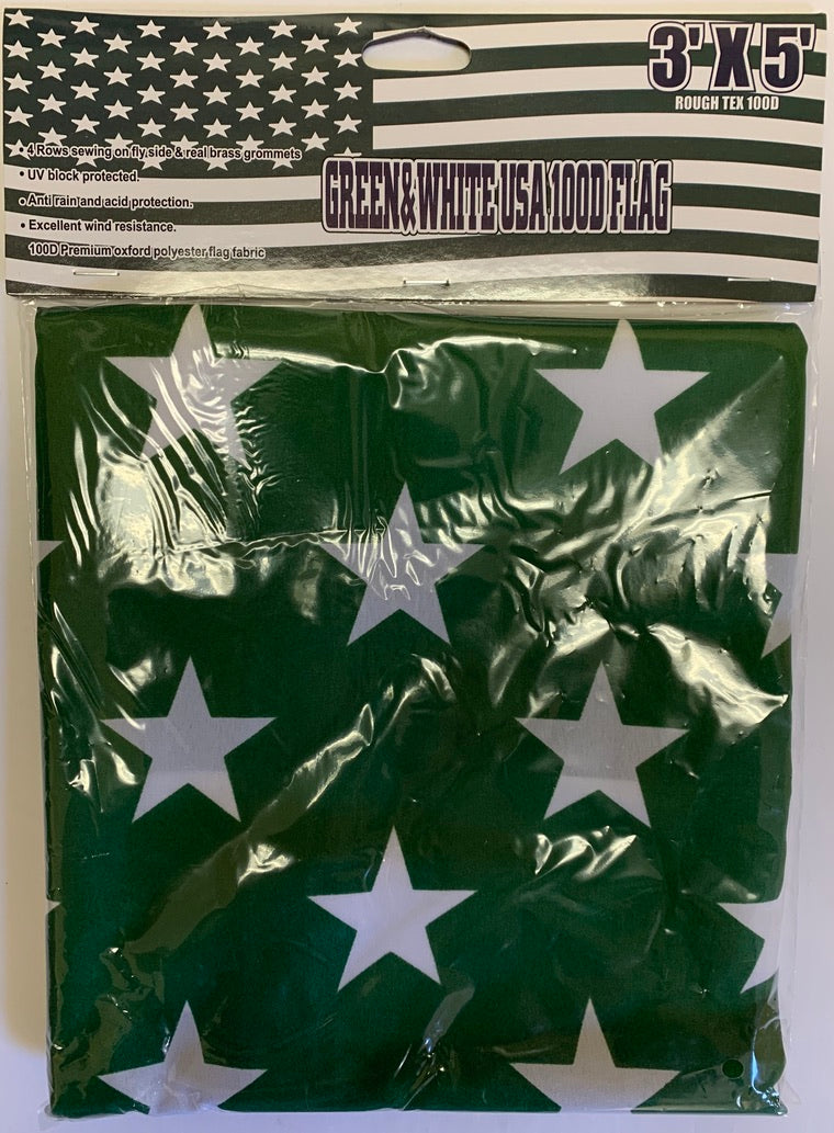 Green & White USA 3'X5' Flag Rough Tex® 100D