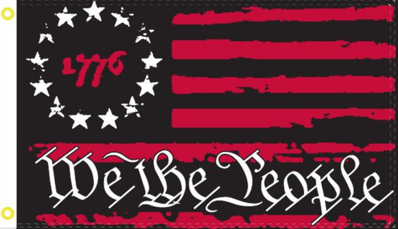 12 Betsy Ross 1776 We The People Black & Red 12''X18'' Stick Flags - Rough Tex ®100D