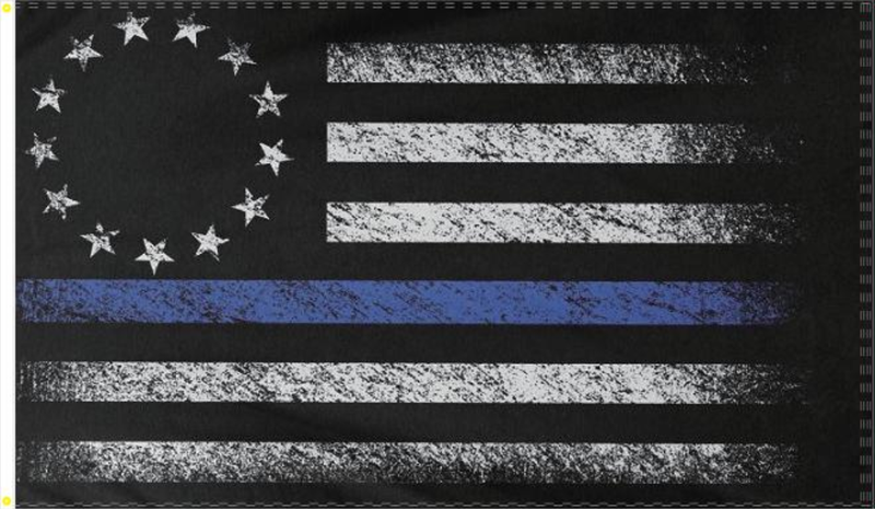 Betsy Ross Vintage Memorial Police Blue Line 3'X5' Flag Rough Tex® 100D