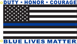 Duty Honor Courage Blue Lives Matter 2'X3' Flag Rough Tex® 100D