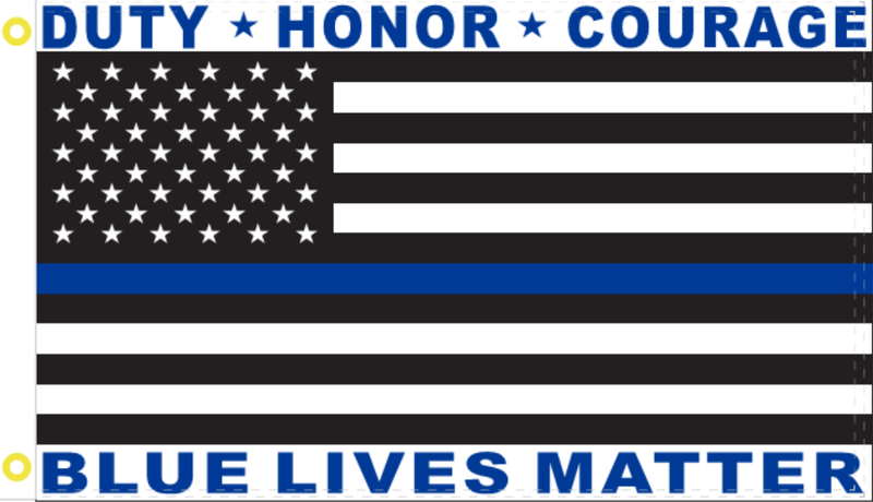 Duty Honor Courage Blue Lives Matter 2'X3' Flag Rough Tex® 100D