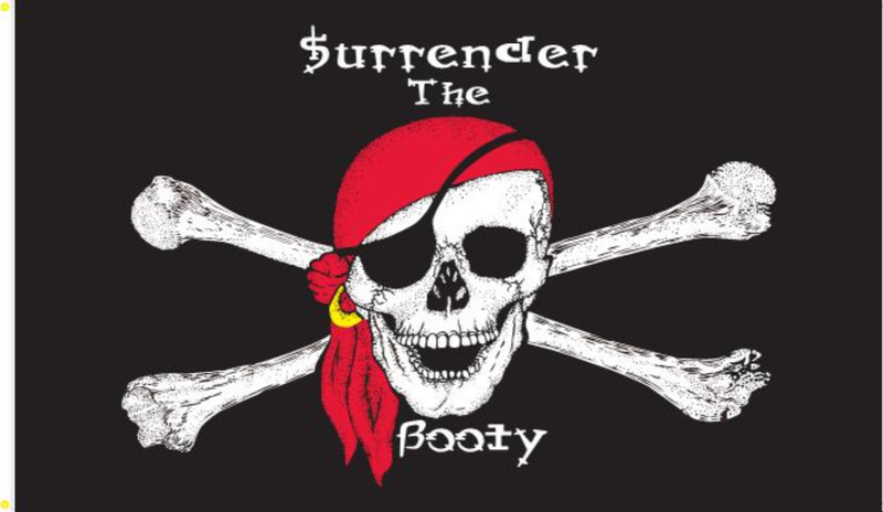 Surrender The Booty Pirate Red Bandanna 2'X3' Flag Rough Tex® 100D