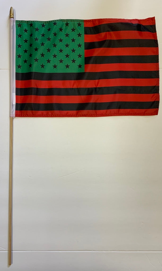 12 Afro American 12"X18" Stick Flags  - Rough Tex® 100D