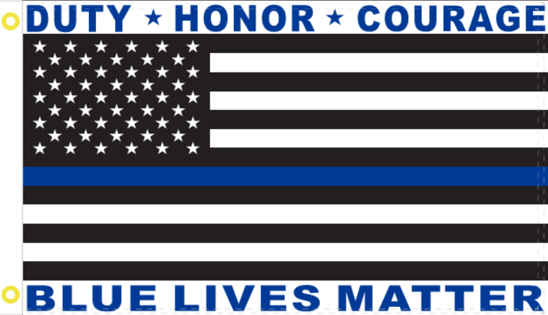 Duty Honor Courage Blue Lives Matter 3'X5' Flag Rough Tex® 100D With Sleeve And Grommets