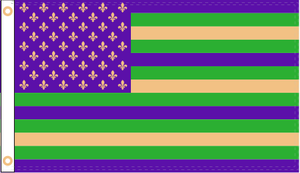 3'X5' AMERICAN MARDI GRAS FLEUR-DE-LIS FLAG 100D ROUGH TEX ®