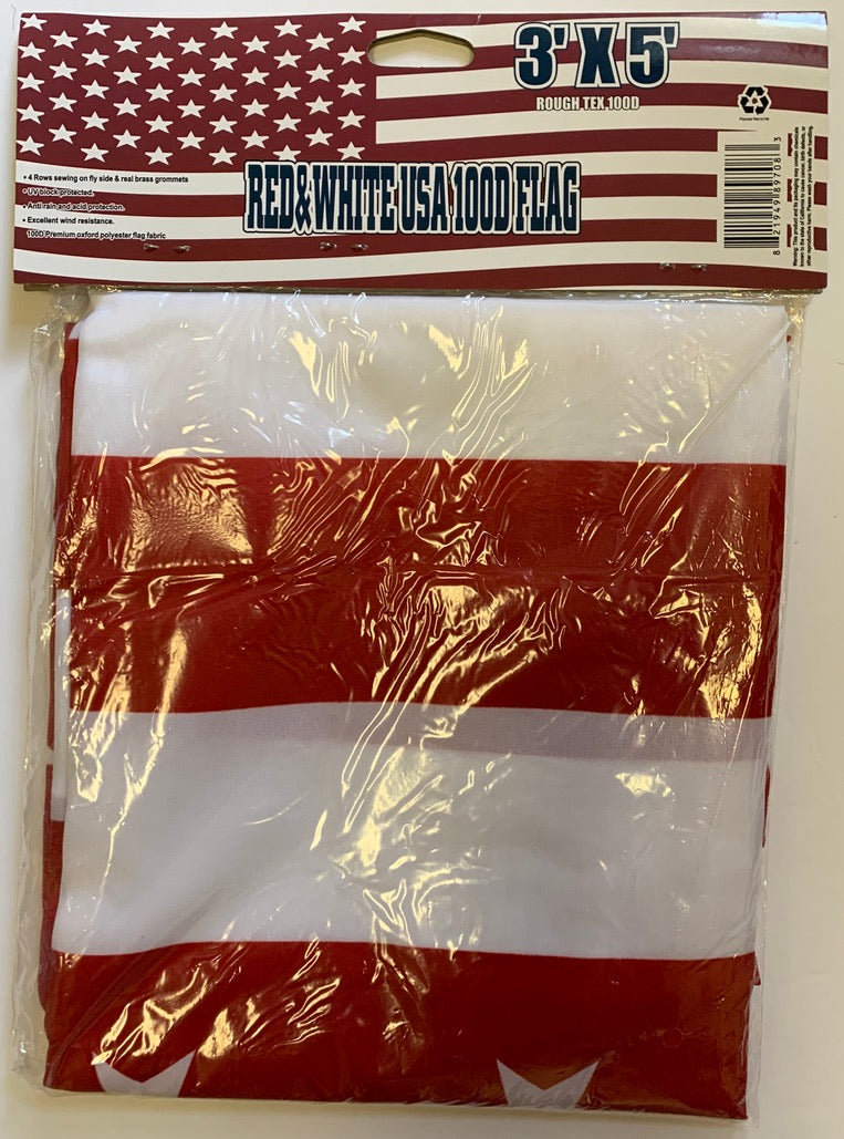 Red & White USA 3'X5' Flag Rough Tex® 100D