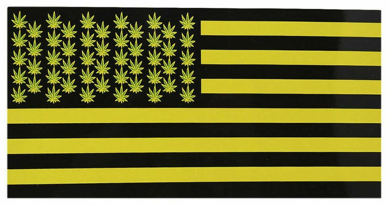 Yellow USA Cannabis Leaf Bumper Sticker
