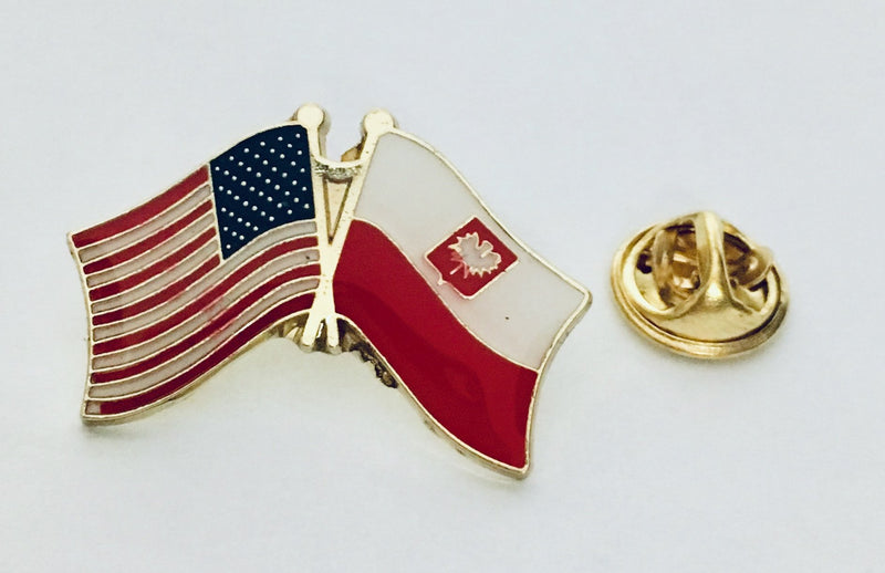 USA Poland State Flag- Cloisonne Hat & Lapel Pin
