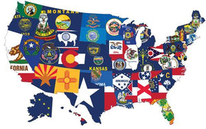 Set of all 50 US States 12x18 Inches, 6x9", 4x6" Stick Flags