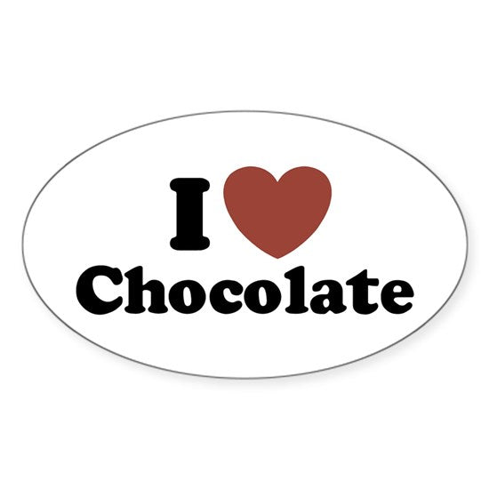 I Love Chocolate Oval Bumper Sticker