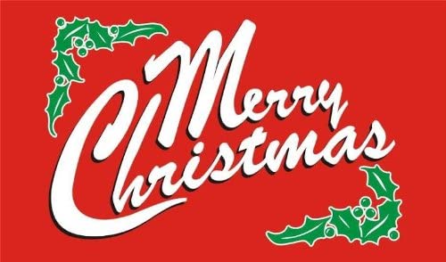 Merry Christmas Red Holly 3'X5' Flag Rough Tex® 68D Nylon