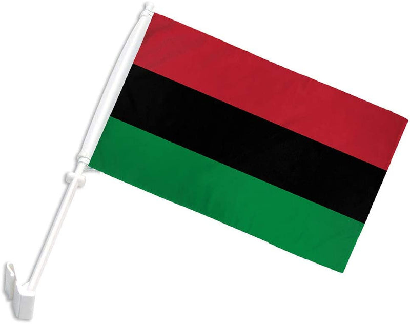 Afro American Tri Color Double Sided Car Flag - 12''X18'' 68D Knit Nylon