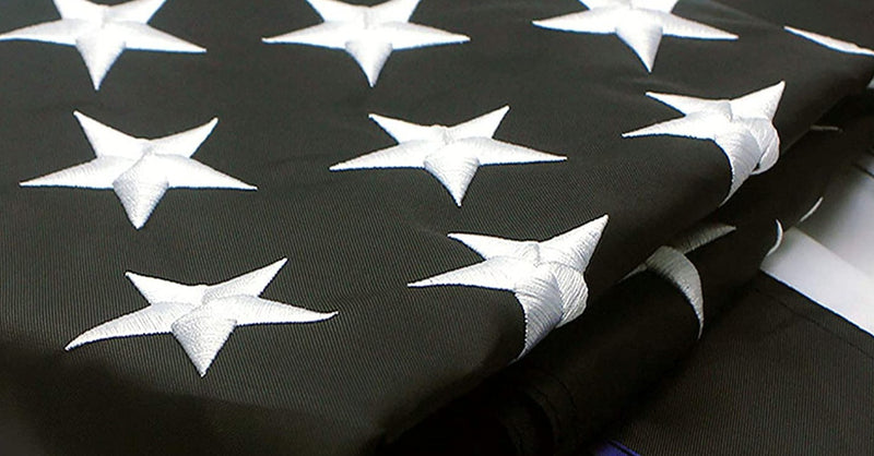 USA Thin Blue Line Police Memorial 5'X8' Flag With Embroidered Stars & Sewn Stripes 100% Rough Tex® 300D Nylon