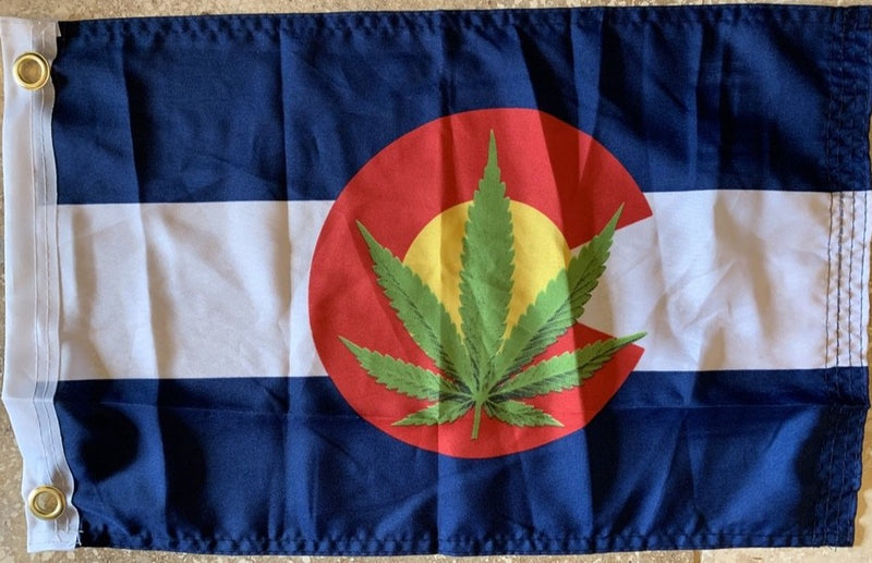 Colorado Marijuana Flag With Grommets-100D 12''x18'' ROUGH TEX®