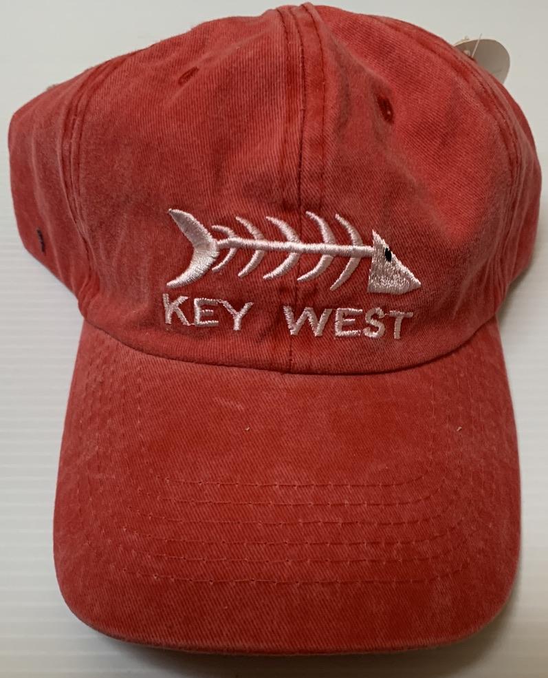 Key West Fish Bones Red Pigment Washed- Cap