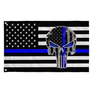 3'X5' 68D NYLON USA POLICE PUNISHER FLAG BLUE LINE