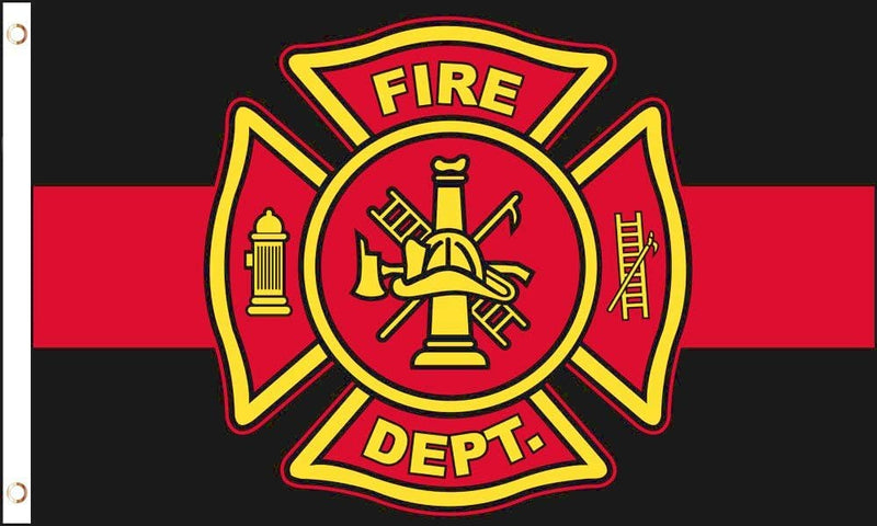 Fire Department Red Line 3'X5' Flag Rough Tex® Polyester
