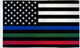 Knit Nylon USA Red Blue Green Line Car Flag Double Sides -100D 12''x18'' ROUGH TEX®