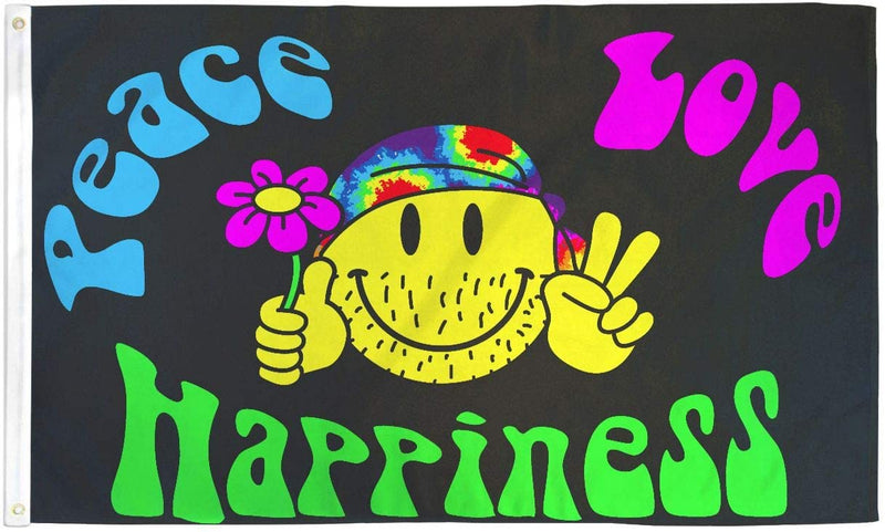 Peace Love & Happiness Pirate 3'X5' Flag Rough Tex® Polyester