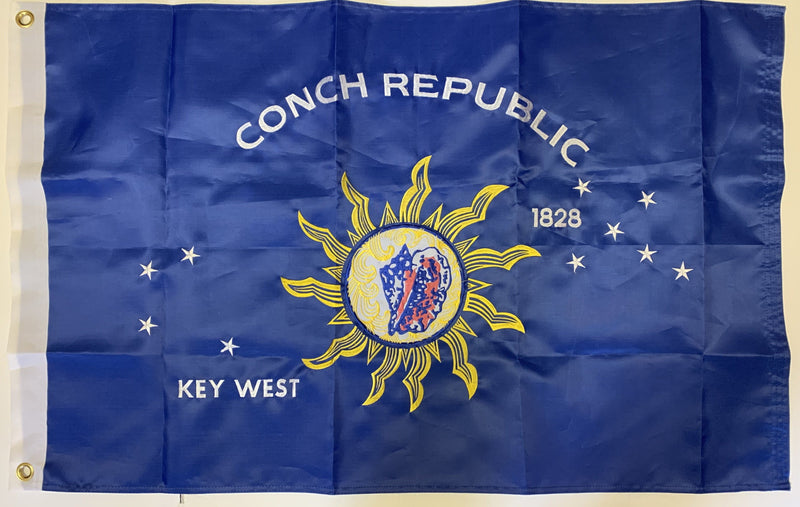 Key West Conch Republic 12"X18" Embroidered Double Sided Flag Rough Tex® 300D Nylon