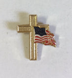 USA Flag Gold Cross Extra Small (1.9 cm X 2.22 cm)  Cloisonné Hat & Lapel Pin